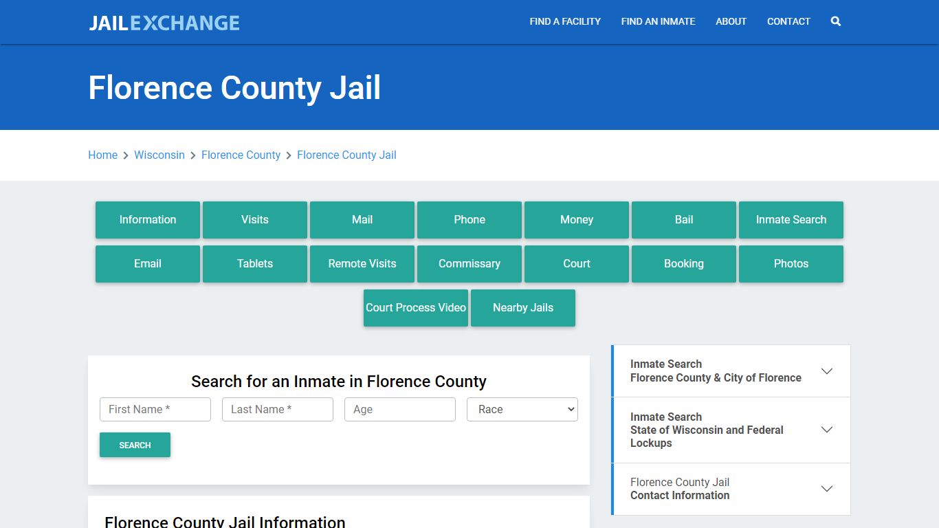 Florence County Jail Roster Lookup, WI, Inmate Search